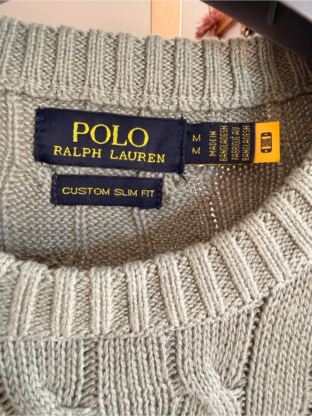 Ralph Lauren Men’s Cable Knit Crewneck Sweater - Sage Green - Picture 4 of 8